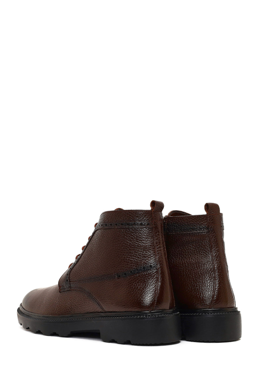 Men's Brown Zippered Leather Casual Boot