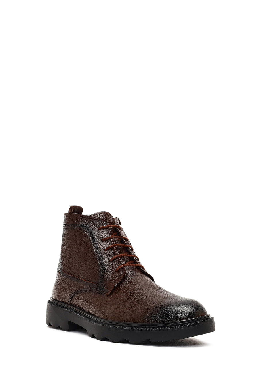 Men's Brown Zippered Leather Casual Boot