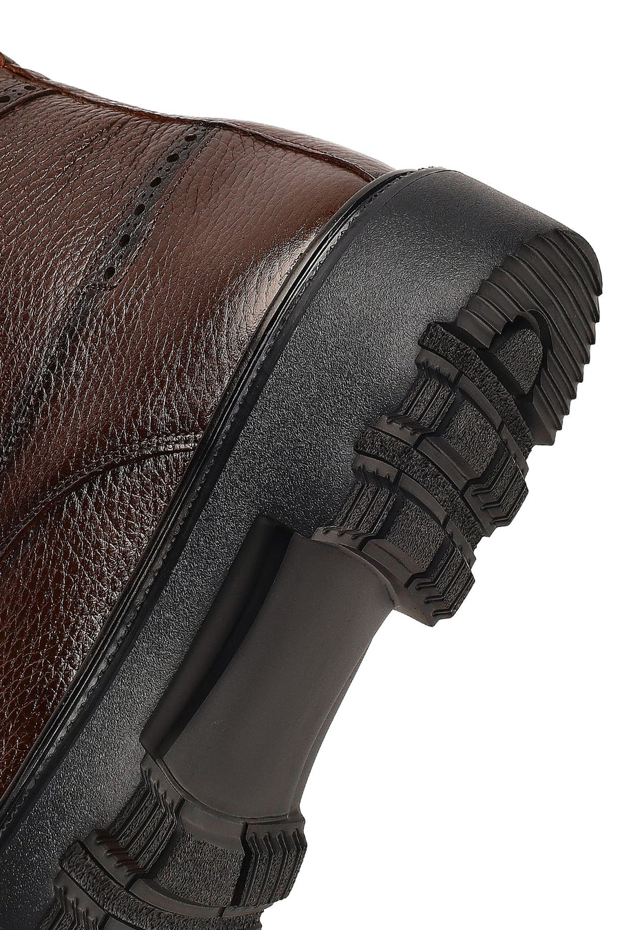 Men's Brown Zippered Leather Casual Boot