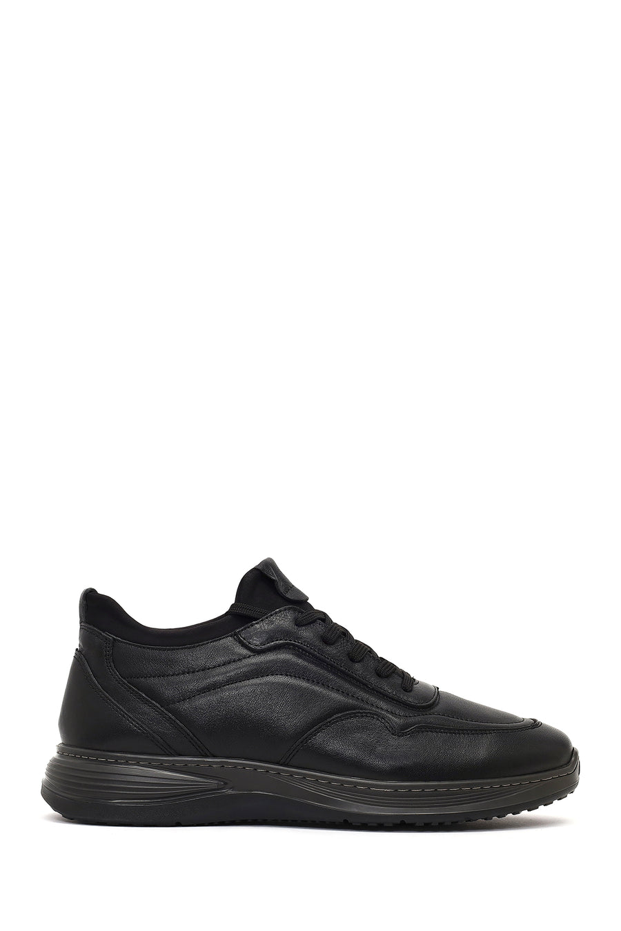 Erkek Siyah Bağcıklı Kalın Tabanlı Deri Casual Sneaker 25WFD674114 | Derimod