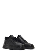 Men's Black Lace-Up Thick-Soled Leather Casual Sneaker | Derimod
