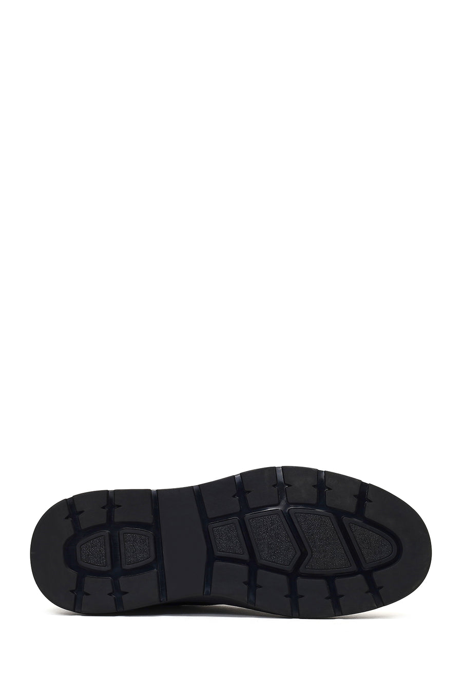 Men's Black Lace-Up Thick-Soled Leather Casual Sneaker