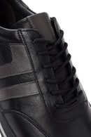 Erkek Siyah Bağcıklı Deri Casual Sneaker | Derimod