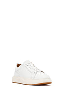 Men's White Lace-Up Thick-Soled Leather Sneakers | Derimod