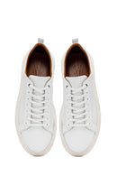 Men's White Lace-Up Thick-Soled Leather Sneakers | Derimod