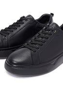 Erkek Siyah Bağcıklı Kalın Tabanlı Deri Sneaker | Derimod