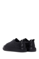 Erkek Siyah Bağcıklı Kalın Tabanlı Deri Sneaker | Derimod