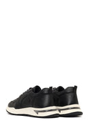 Men's Black Lace-Up Thick-Soled Leather Sneaker | Derimod
