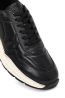 Men's Black Lace-Up Thick-Soled Leather Sneaker | Derimod