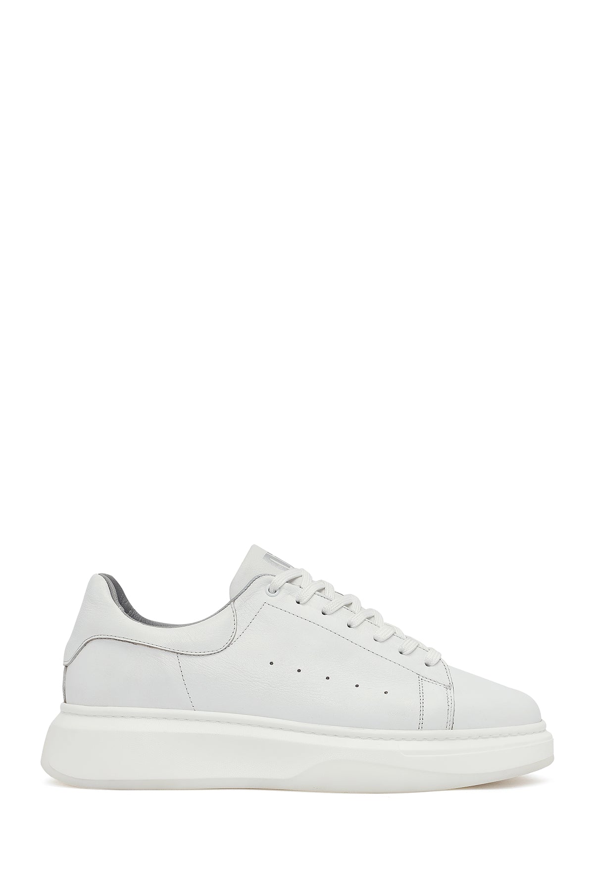 Men's White Lace-Up Thick-Soled Leather Sneaker 25WFD675318 | Derimod