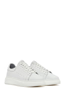 Men's White Lace-Up Thick-Soled Leather Sneaker | Derimod