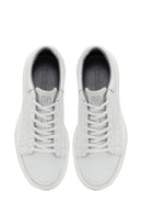 Men's White Lace-Up Thick-Soled Leather Sneaker | Derimod