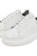 Men's White Lace-Up Thick-Soled Leather Sneaker | Derimod