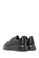 Men's Black Lace-Up Thick Sole Leather Sneakers | Derimod