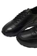 Men's Black Lace-Up Leather Casual Sneaker | Derimod