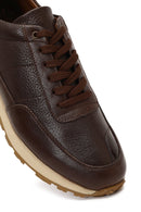 Erkek Kahverengi Bağcıklı Deri Casual Sneaker | Derimod