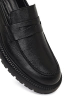 Erkek Siyah Kalın Tabanlı Deri Loafer | Derimod