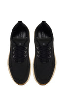 Erkek Siyah Bağcıklı Kalın Tabanlı Nubuk Deri Casual Sneaker | Derimod