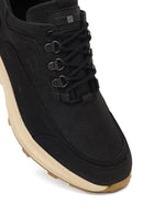 Erkek Siyah Bağcıklı Kalın Tabanlı Nubuk Deri Casual Sneaker | Derimod