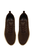 Men's Brown Lace-Up Thick-Soled Nubuck Leather Casual Sneaker | Derimod