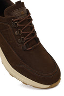 Men's Brown Lace-Up Thick-Soled Nubuck Leather Casual Sneaker | Derimod