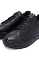 Erkek Siyah Bağcıklı Kalın Tabanlı Deri Sneaker | Derimod