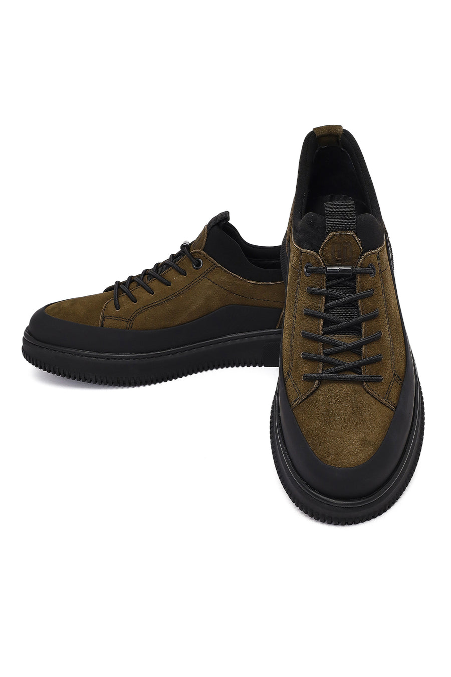 Men's Khaki Lace-up Nubuck Leather Casual Shoes