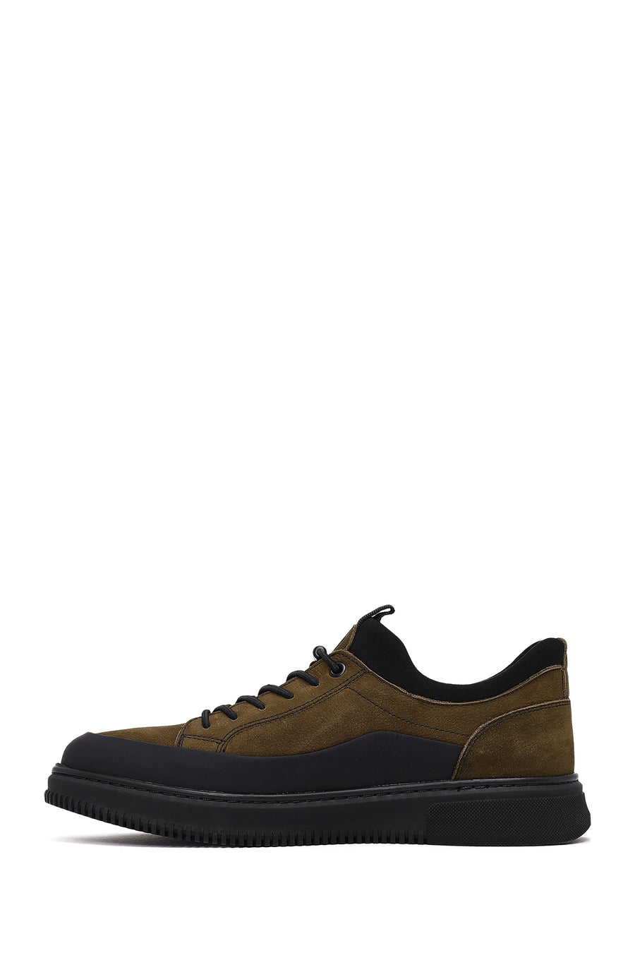 Men's Khaki Lace-up Nubuck Leather Casual Shoes