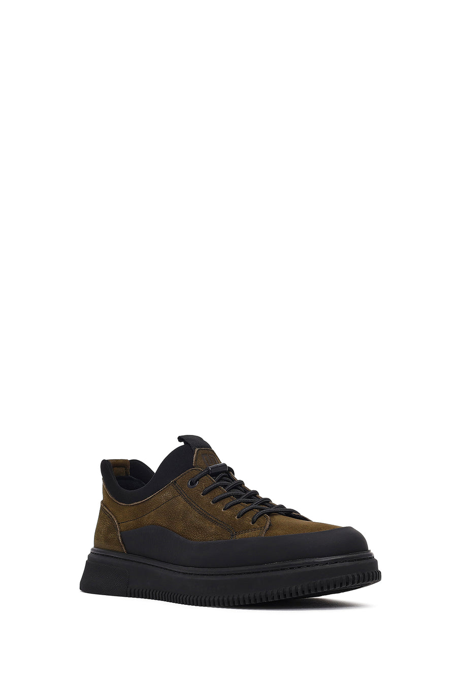 Men's Khaki Lace-up Nubuck Leather Casual Shoes