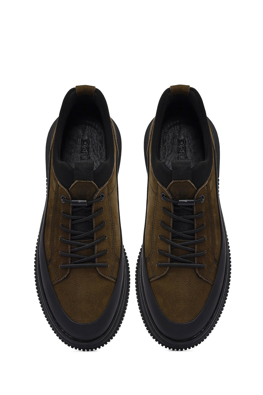 Men's Khaki Lace-up Nubuck Leather Casual Shoes