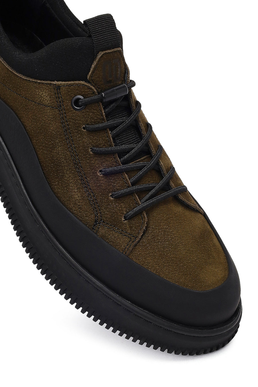 Men's Khaki Lace-up Nubuck Leather Casual Shoes