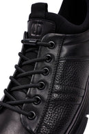 Erkek Siyah Bağcıklı Kalın Tabanlı Deri Casual Sneaker | Derimod