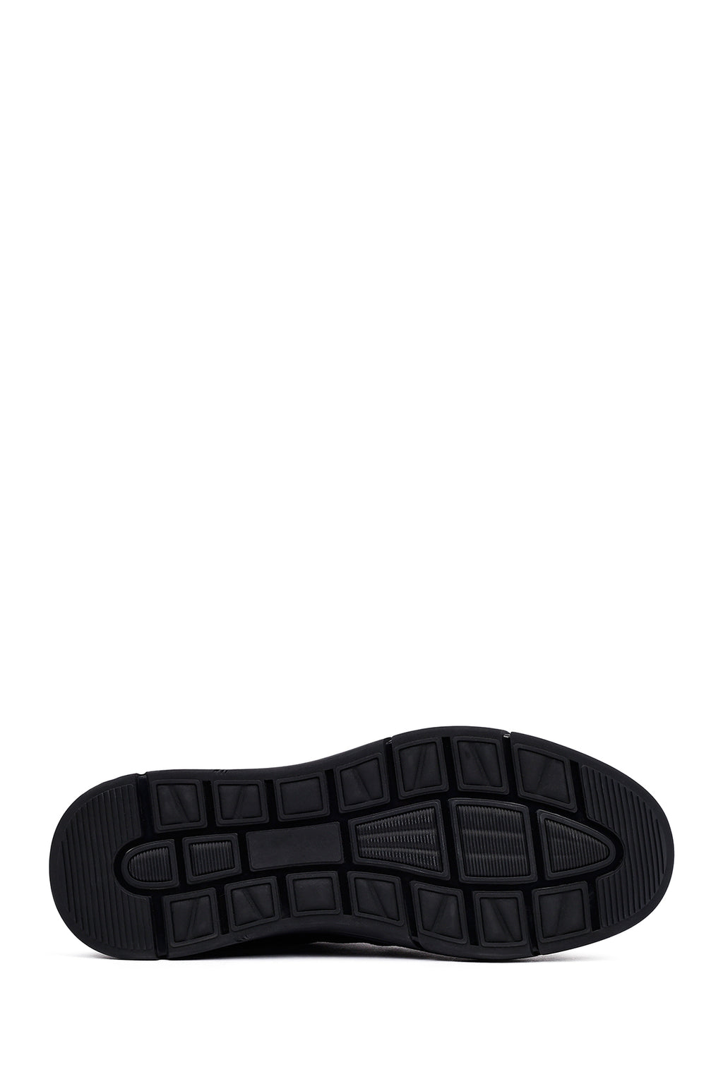 Erkek Siyah Bağcıklı Kalın Tabanlı Deri Casual Sneaker