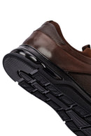 Men's Brown Lace-Up Thick-Soled Leather Casual Sneakers | Derimod