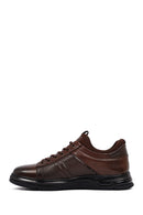 Men's Brown Lace-Up Thick-Soled Leather Casual Sneakers | Derimod