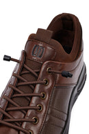 Men's Brown Lace-Up Thick-Soled Leather Casual Sneakers | Derimod