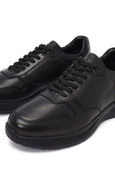 Erkek Siyah Bağcıklı Deri Casual Sneaker | Derimod