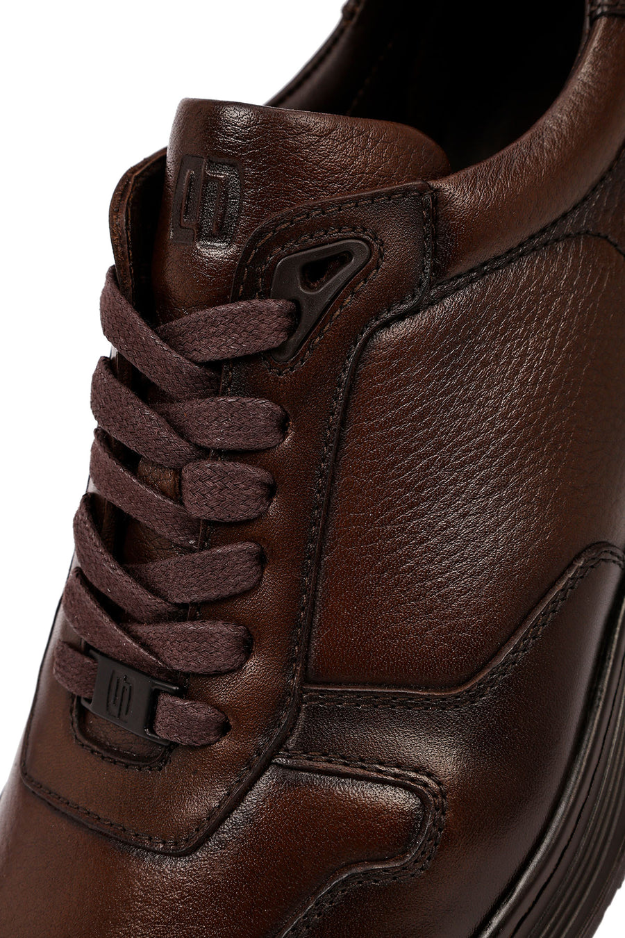 Men's Brown Lace-Up Leather Casual Sneakers