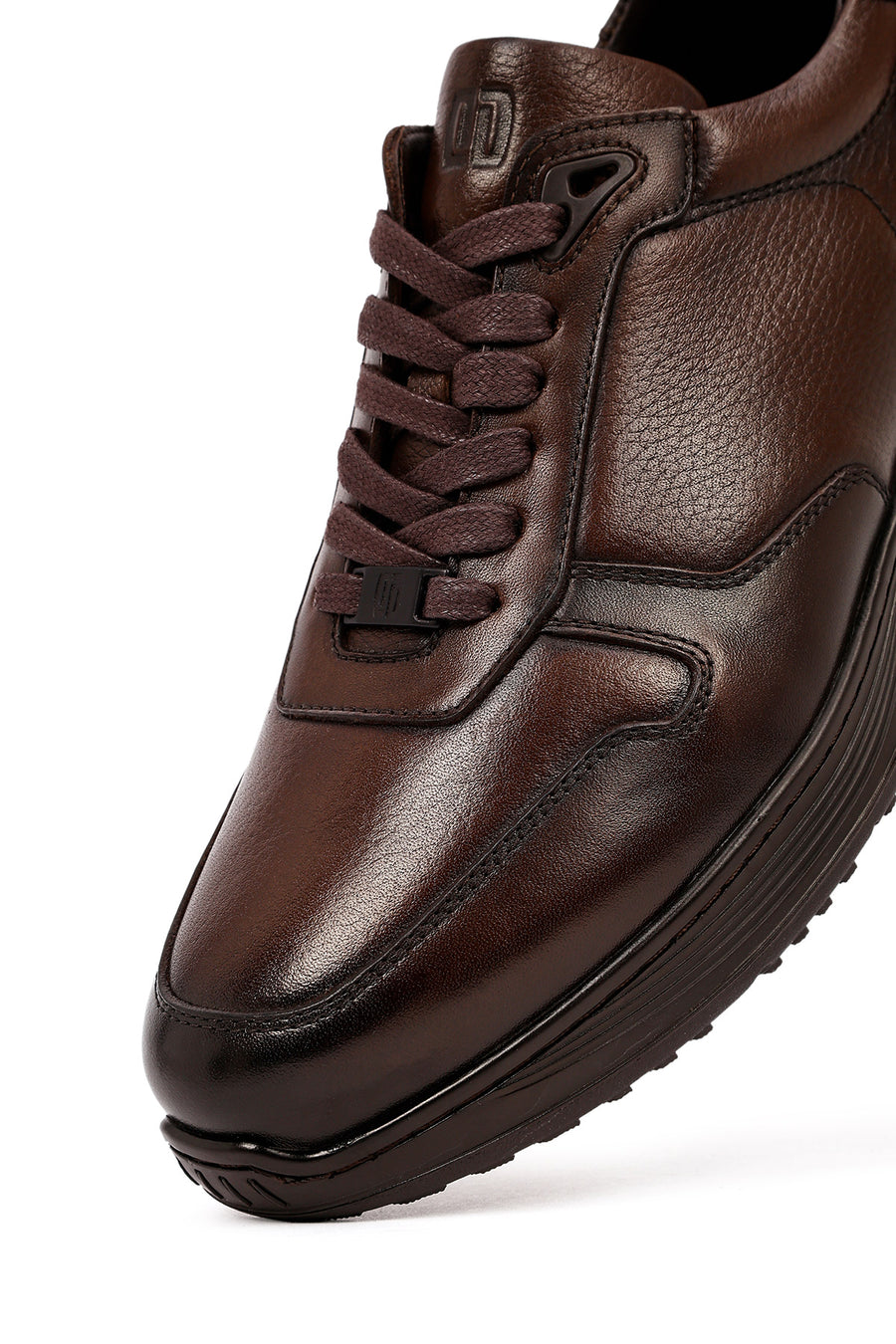 Men's Brown Lace-Up Leather Casual Sneakers