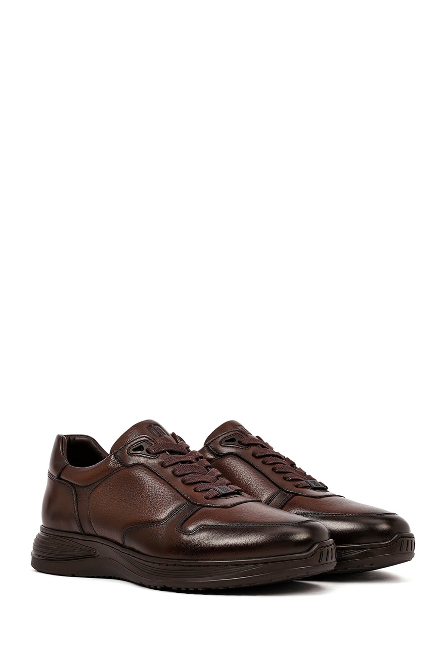 Men's Brown Lace-Up Leather Casual Sneakers