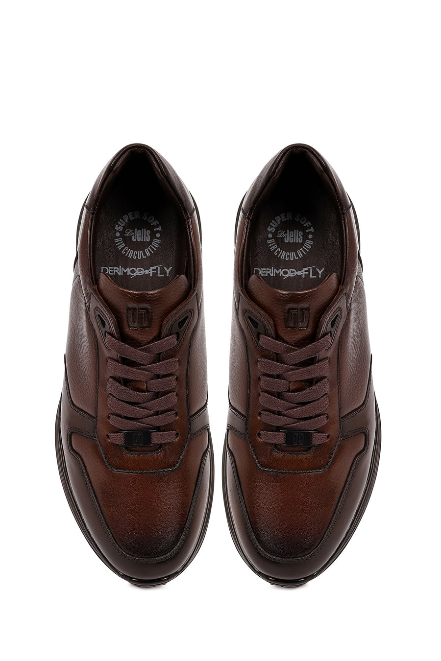 Men's Brown Lace-Up Leather Casual Sneakers