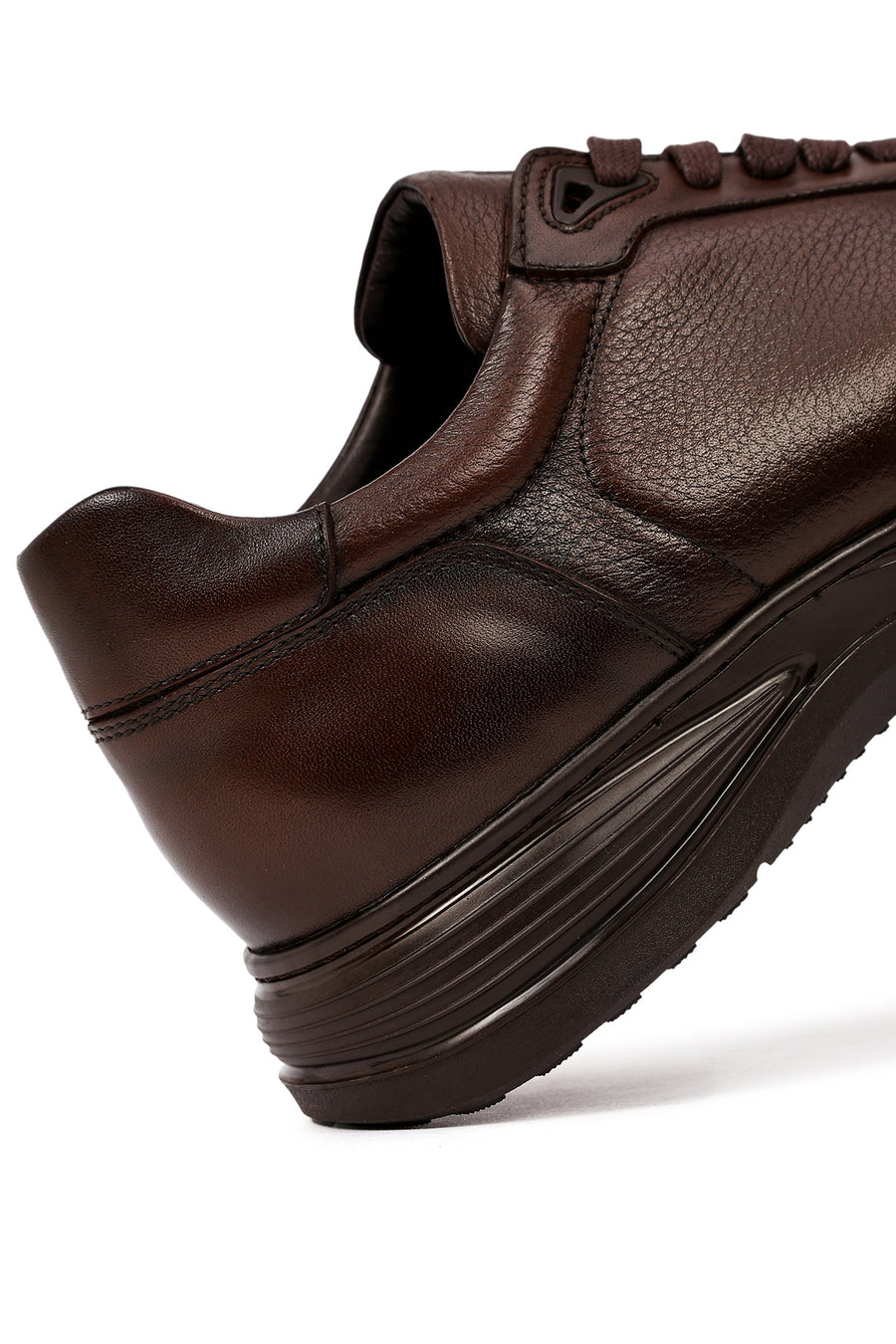 Men's Brown Lace-Up Leather Casual Sneakers