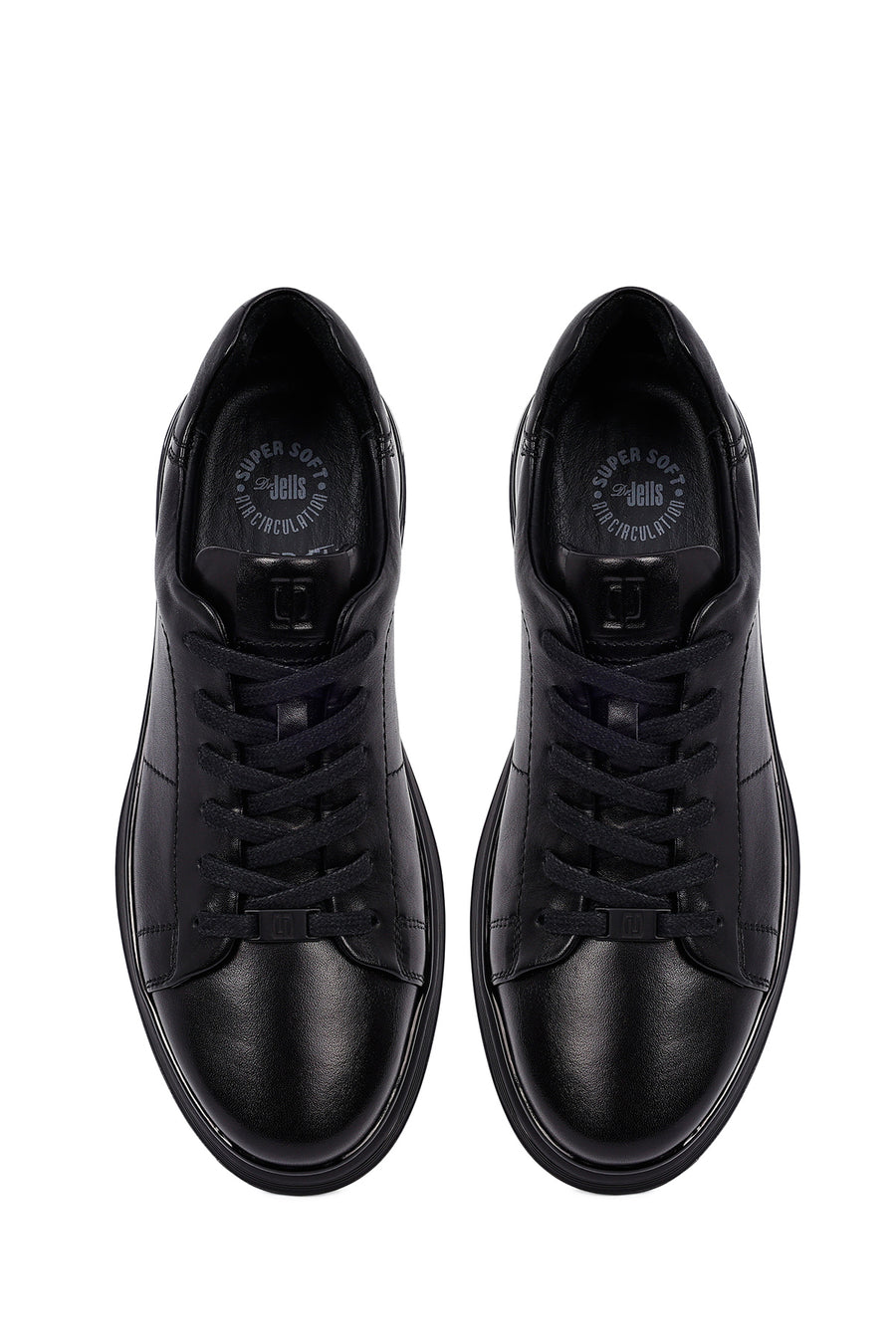Erkek Siyah Bağcıklı Deri Casual Sneaker