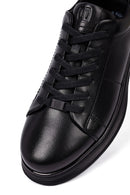 Erkek Siyah Bağcıklı Deri Casual Sneaker | Derimod