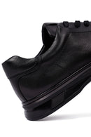Erkek Siyah Bağcıklı Deri Casual Sneaker | Derimod