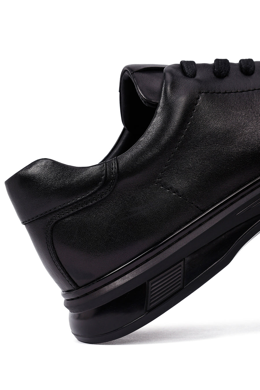 Erkek Siyah Bağcıklı Deri Casual Sneaker