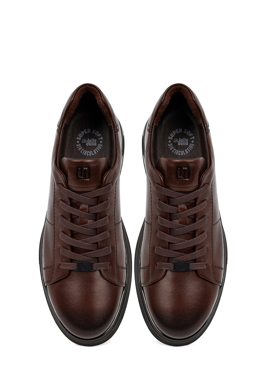 Erkek Kahverengi Bağcıklı Deri Casual Sneaker