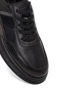 Erkek Siyah Bağcıklı Deri Casual Sneaker | Derimod