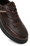 Erkek Kahverengi Bağcıklı Deri Casual Sneaker | Derimod