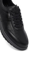 Erkek Siyah Bağcıklı Deri Sneaker | Derimod